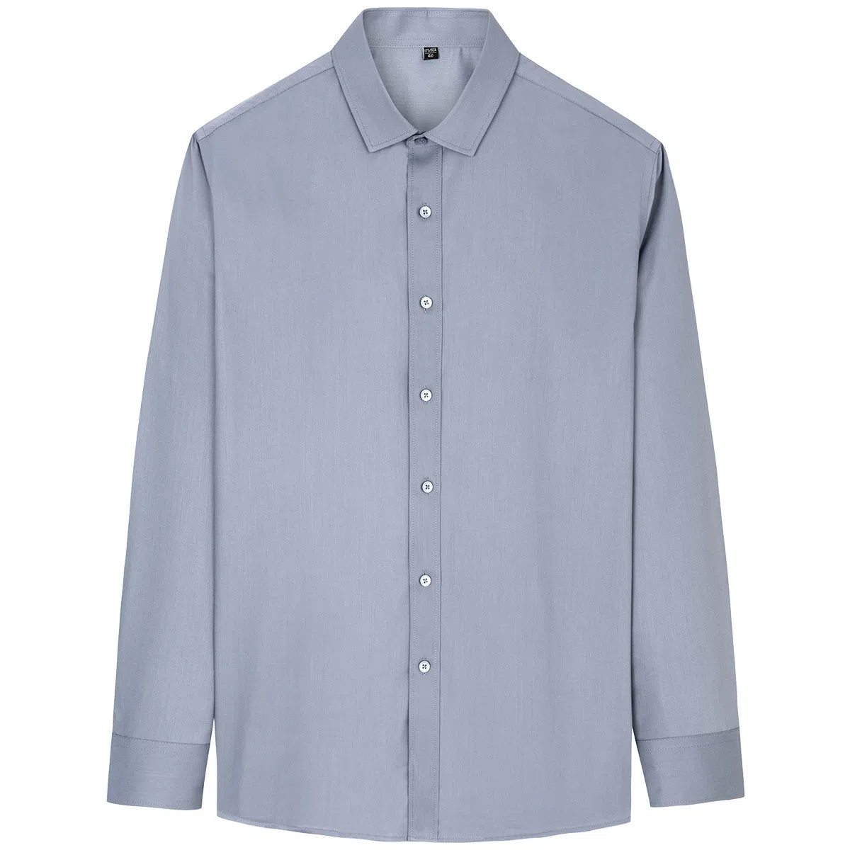 与狼共舞 都市通勤翻领简约休闲弹力舒适单排扣长袖衬衫 男款 中灰