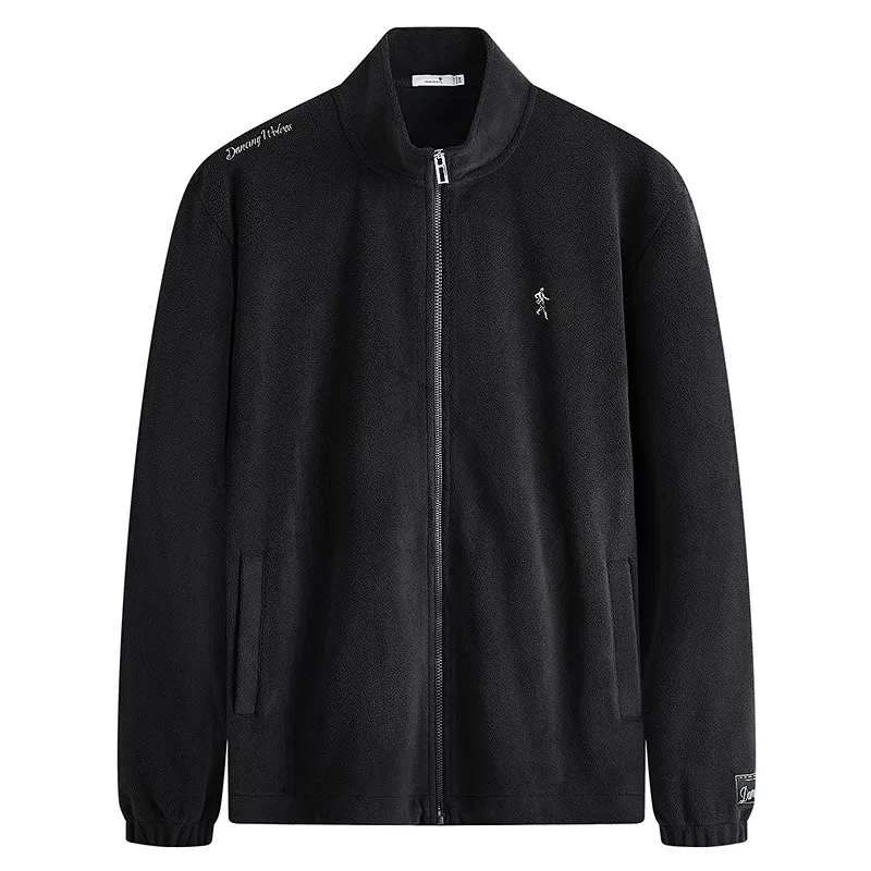 与狼共舞 简约时尚开襟百搭潮流卫衣 男款 黑色