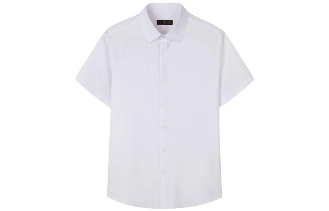 才子 休闲透气纯色修身短袖衬衫 男款