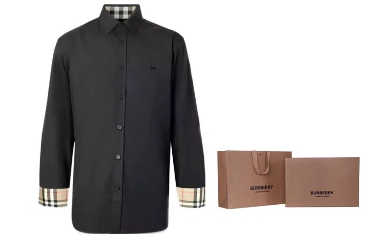 Burberry Classic Check Collar Cuff Shirt Black