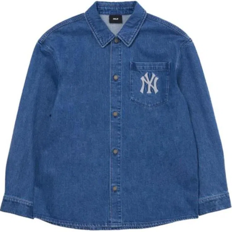 MLB Denim Coopers Mega Logo New York Yankees Denim Shirts Logo
