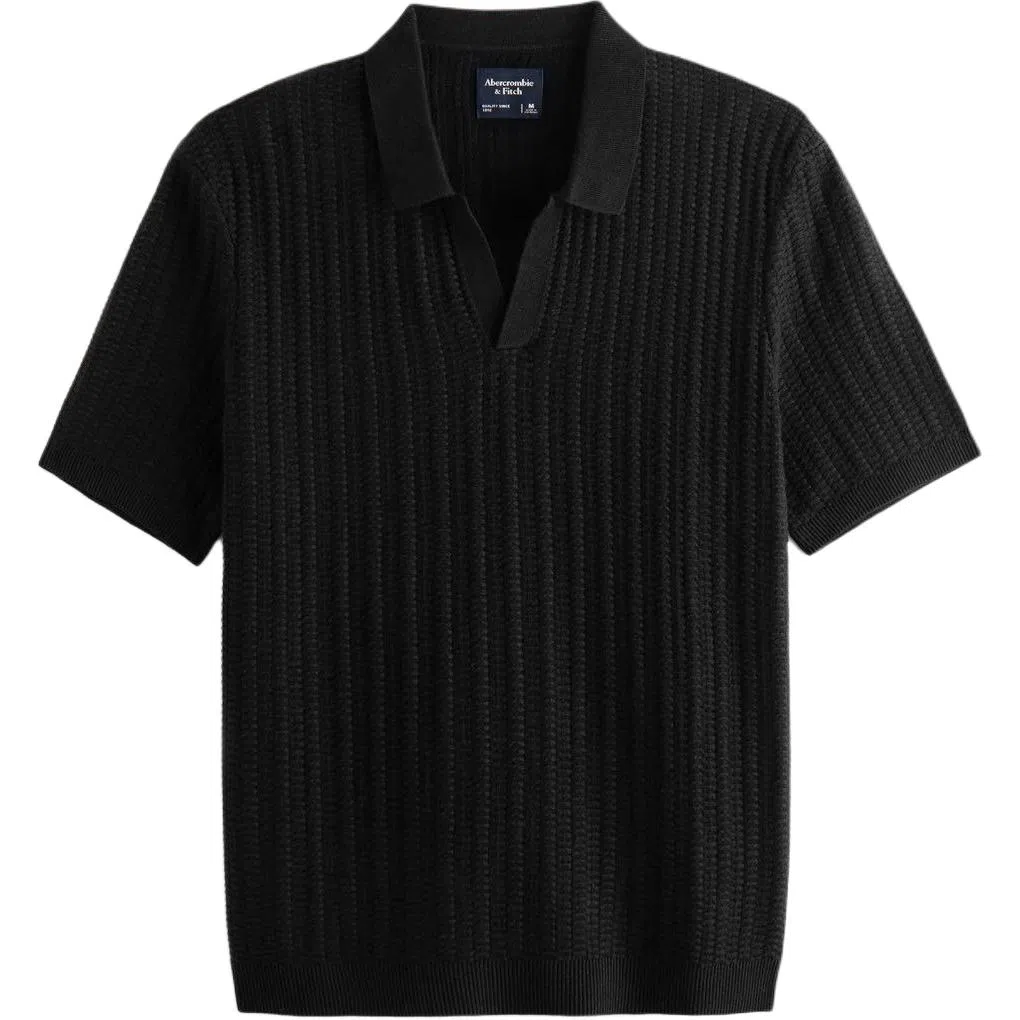 Abercrombie & Fitch V-Neck Polo Black