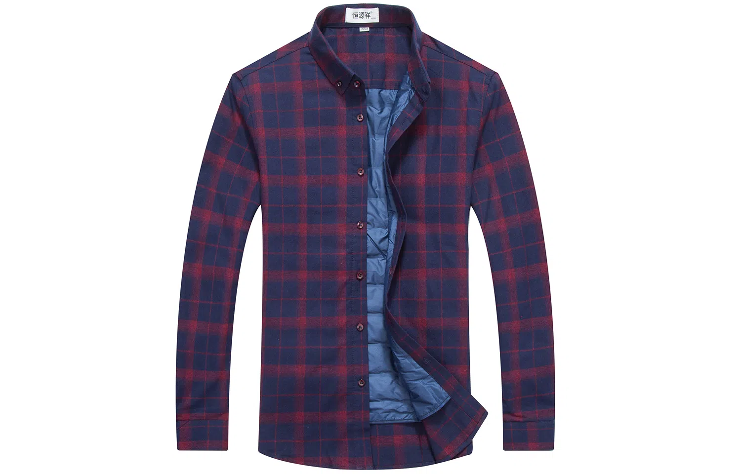 恒源祥 加厚保暖纽扣方领羽绒长袖衬衫 男款