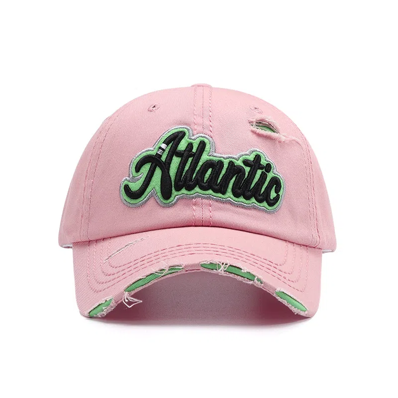 【素颜通勤神器 甜酷百搭ins】 攸委 破洞字母嘻哈鸭舌帽女款夏季显脸小 棉 韩版软顶宽帽檐大头围街头潮流遮阳防晒帽子 男女同款情侣款