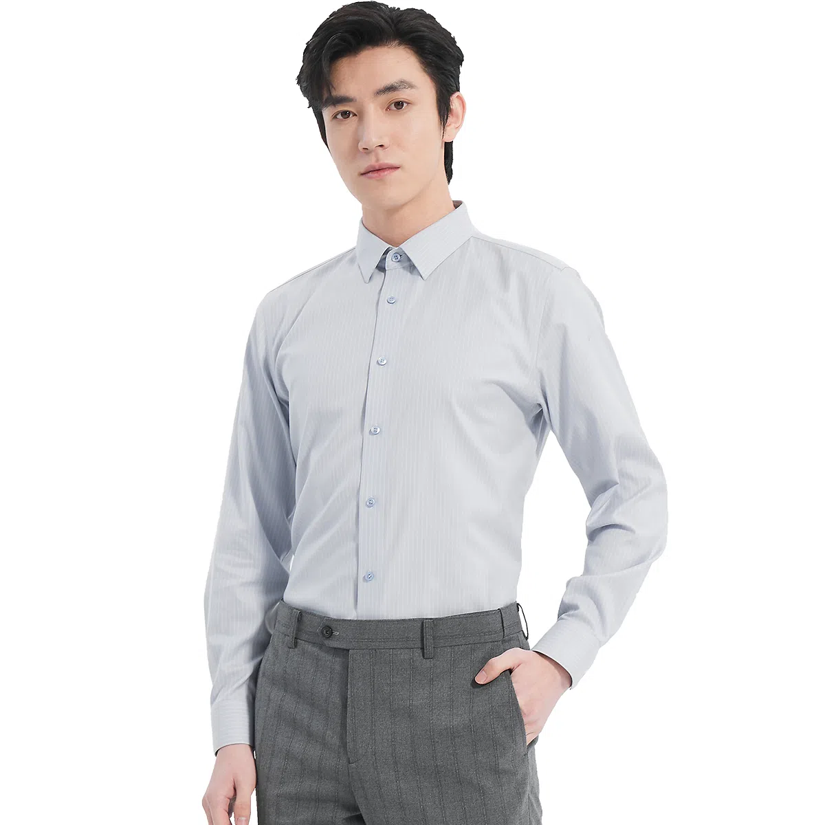 利郎 商场同款纯色尖领棉款商务休闲长袖衬衫 男款