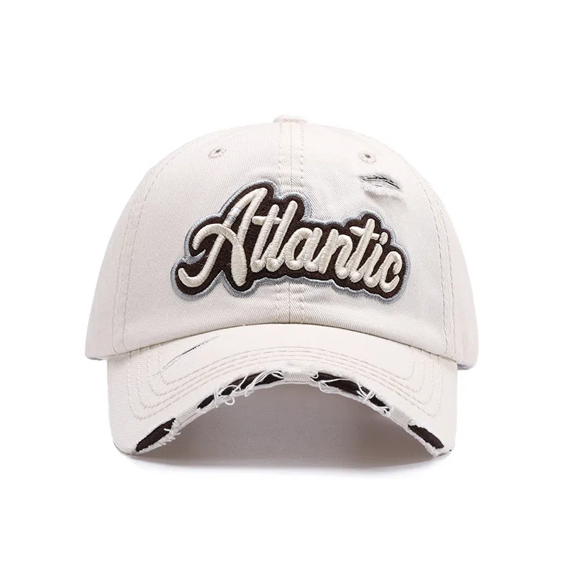 【素颜通勤神器 甜酷百搭ins】 攸委 破洞字母嘻哈鸭舌帽女款夏季显脸小 棉 韩版软顶宽帽檐大头围街头潮流遮阳防晒帽子 男女同款情侣款