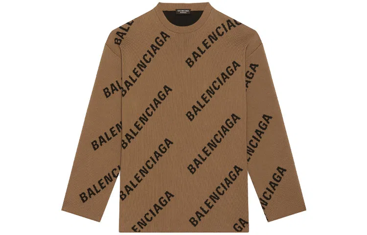 Balenciaga Logo Sweater Brown