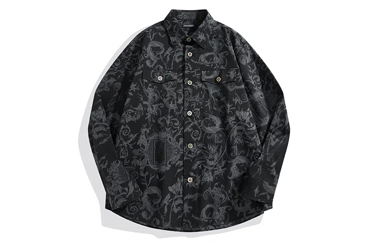PEACEBIRD MEN Retro Jacquard Shirt