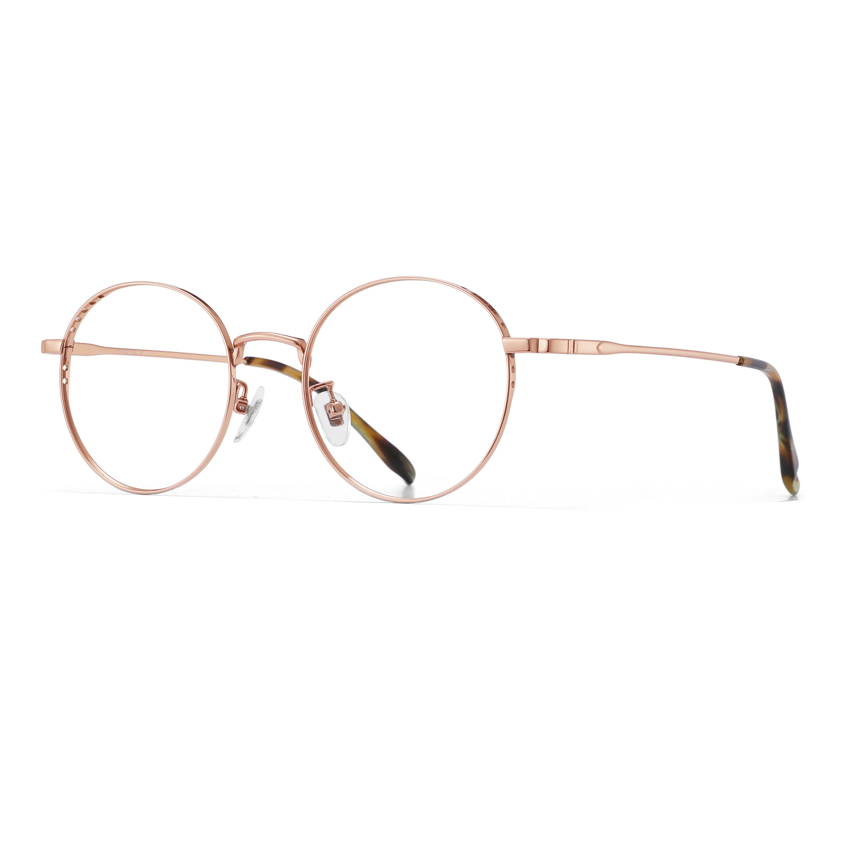 【可配度数】 苍木优品 时尚镂空系列框纯钛金丝近视镜框超轻金属镜架 合金β钛 圆形 功能性眼镜 女款