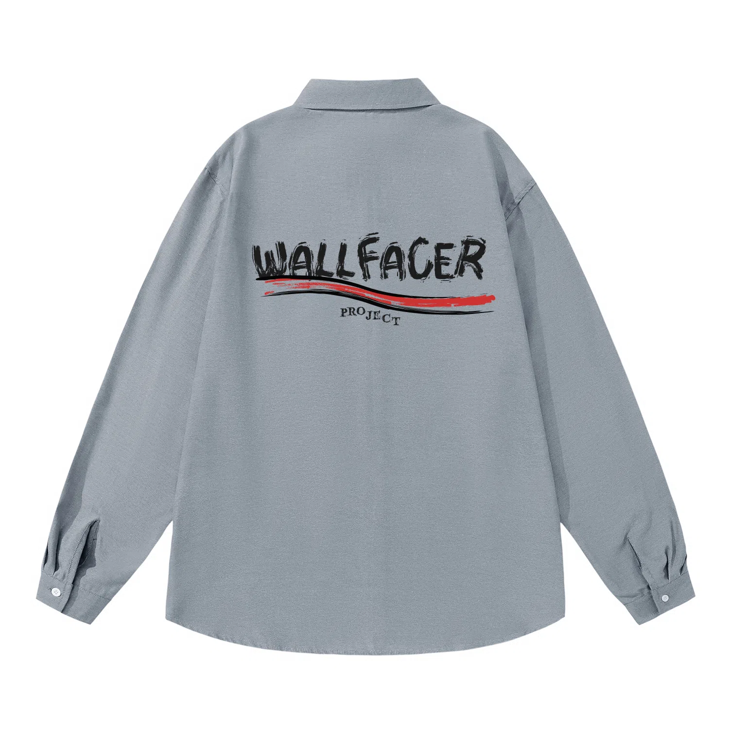 三体 面壁者系列 美式复古简约基础款字母印花纯色翻领开衫百搭宽松透气薄款内搭学生多巴胺长款日常通勤打底长袖衬衫 男女同款