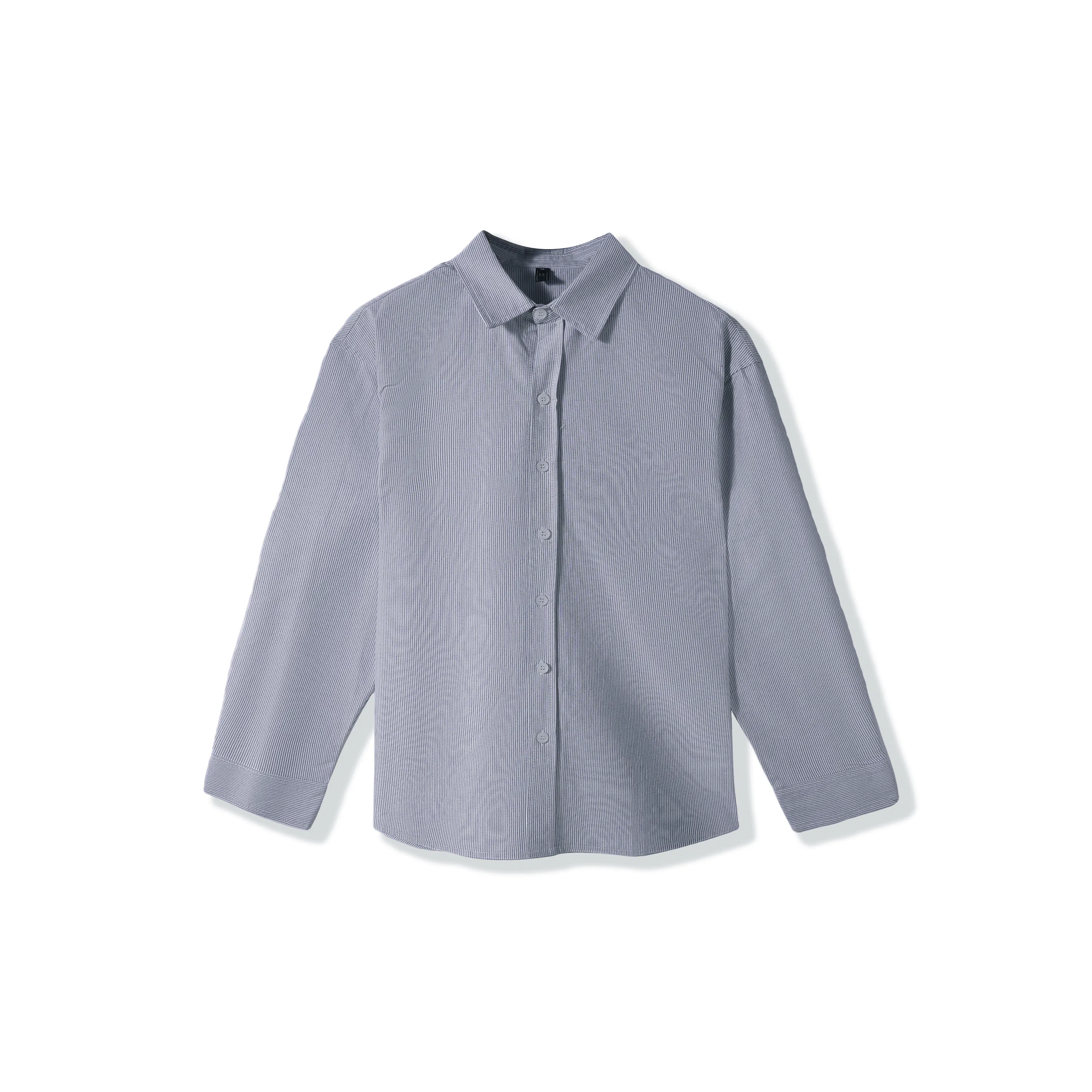 我是大卫 复古英伦风纯棉翻领简约百搭外套长袖衬衫 男女同款 浅蓝色