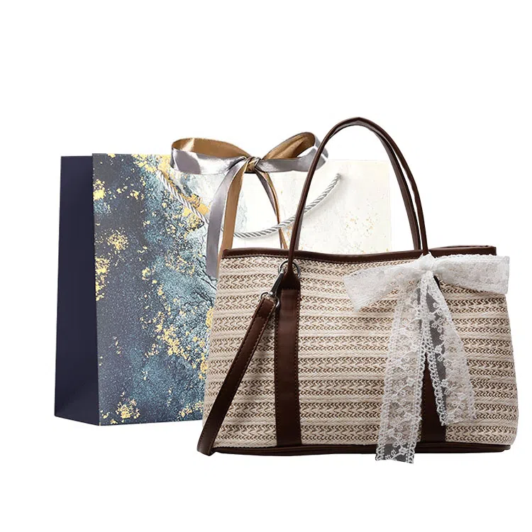 伊曼家 沙滩度假通勤百搭 草编 手提包 女款 卡其/彩色/米白