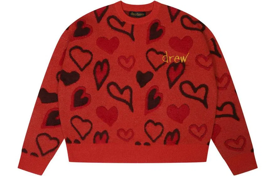 Drew House FW22 Scribble Hearts Sweater - Drew