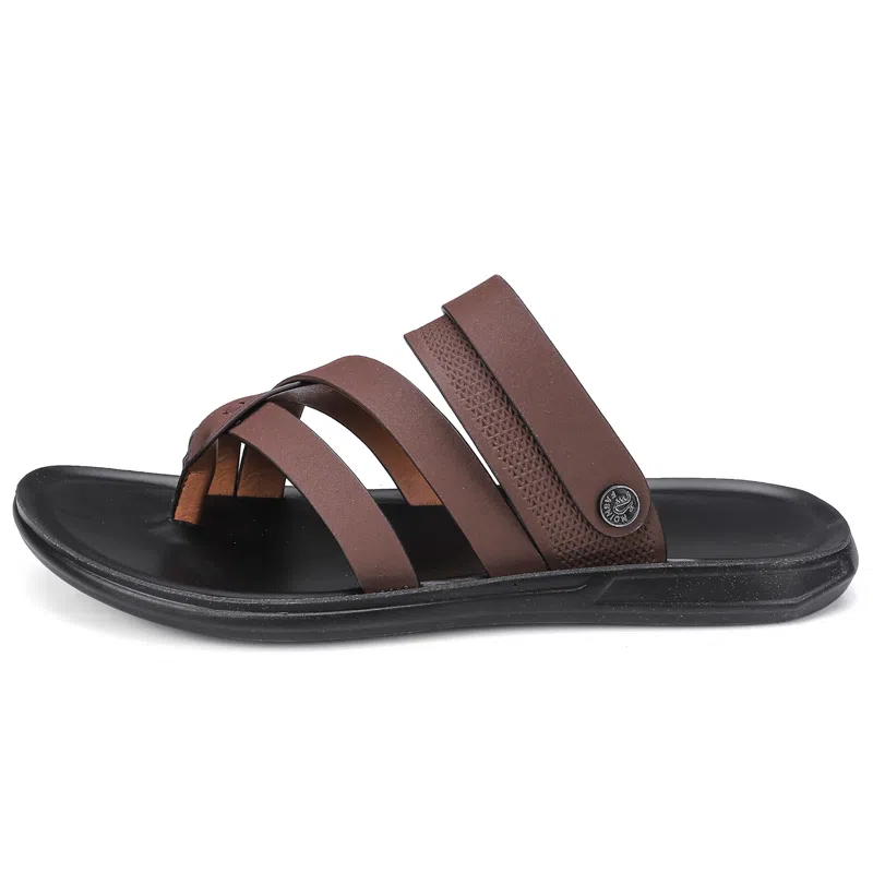 潮泽 休闲舒适简约通勤时尚 橡胶底 车缝线 防磨人字拖鞋 男款