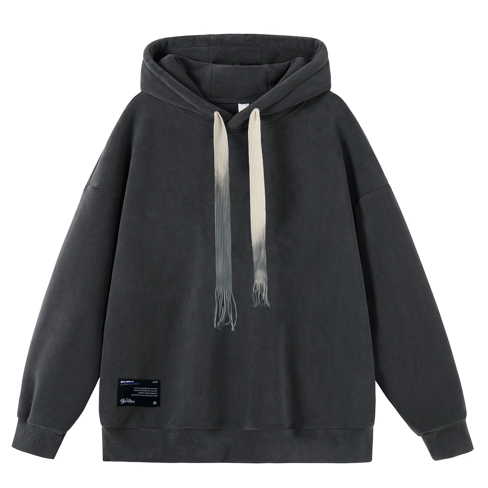 大卫贝肯 美式复古简约百搭休闲宽松套头连帽卫衣 男女同款 黑色