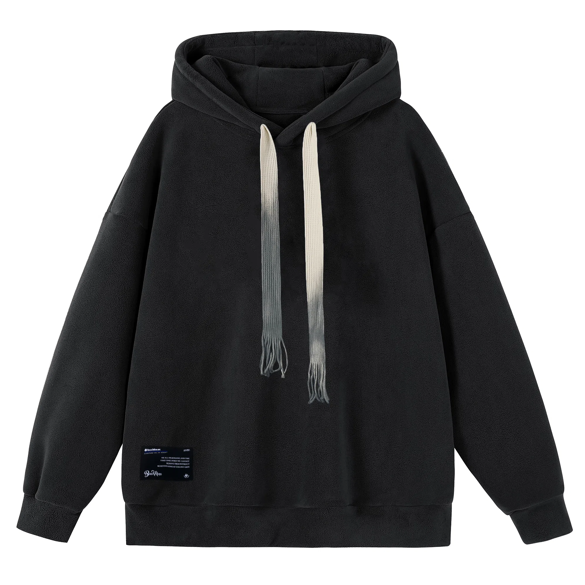 大卫贝肯 美式复古简约百搭休闲宽松套头连帽卫衣 男女同款 黑色
