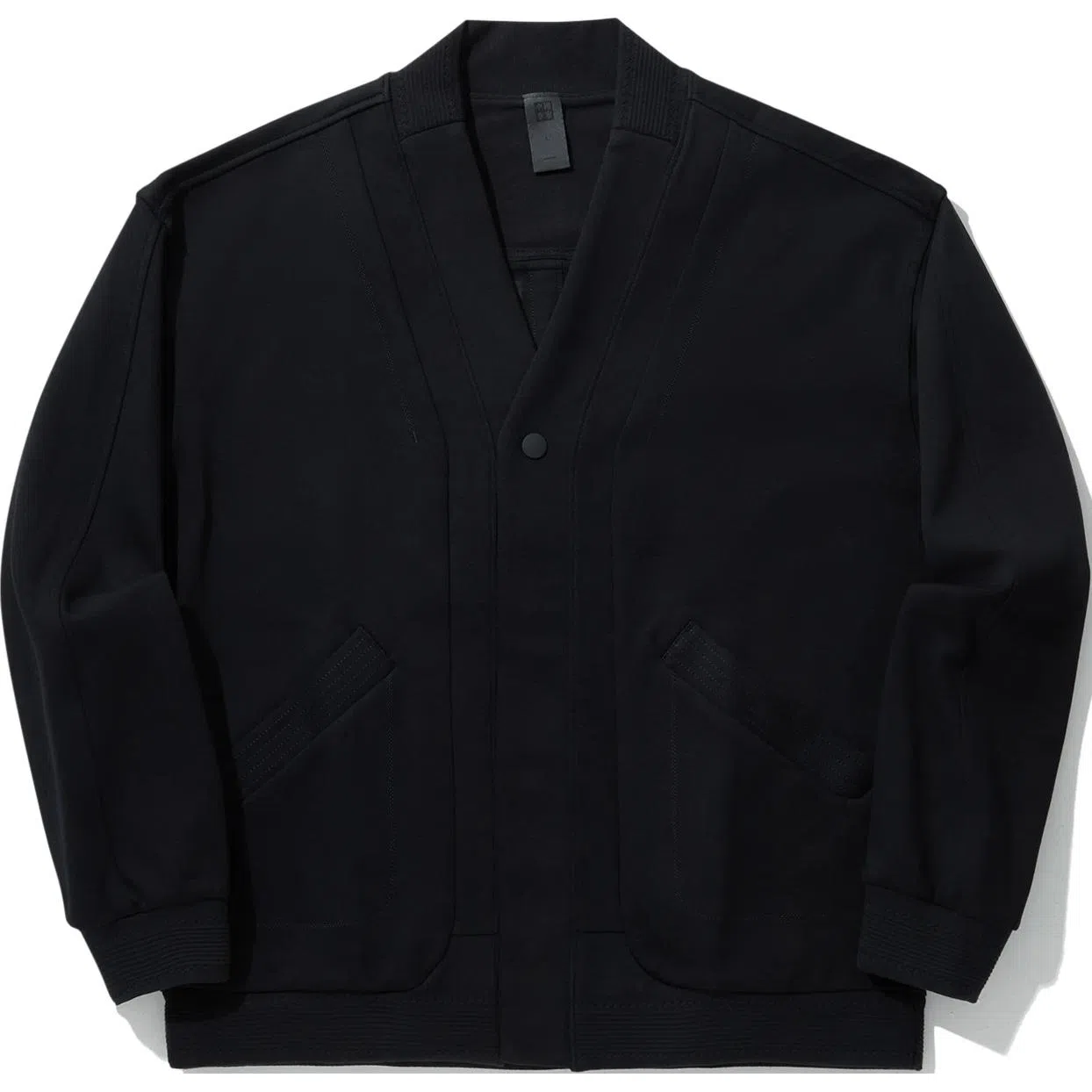 中国李宁 纯色单排扣宽松开衫卫衣 男款 黑色