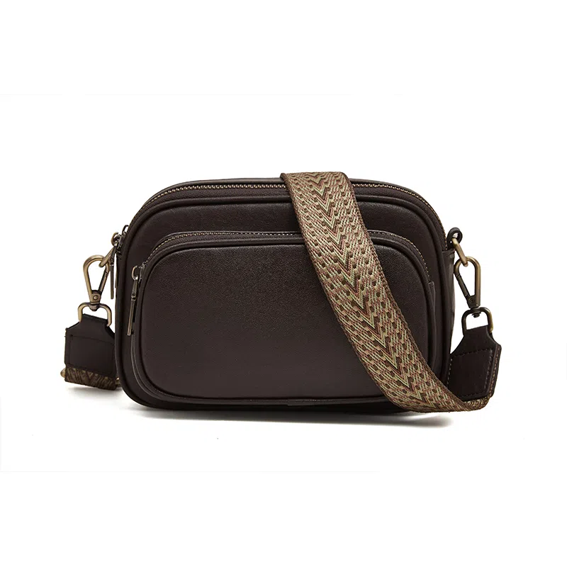 老人头 休闲简约轻便气质纯色相机包 头层牛皮 斜挎包 女款 黑色/咖色/红色/棕色