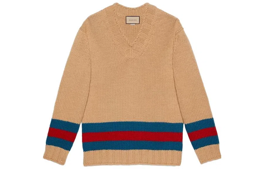Gucci V-Neck Knit Sweater Brown
