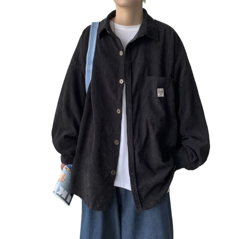 玉儿恋 灯芯绒港风宽松日系潮流百搭休闲长袖衬衫 男女同款