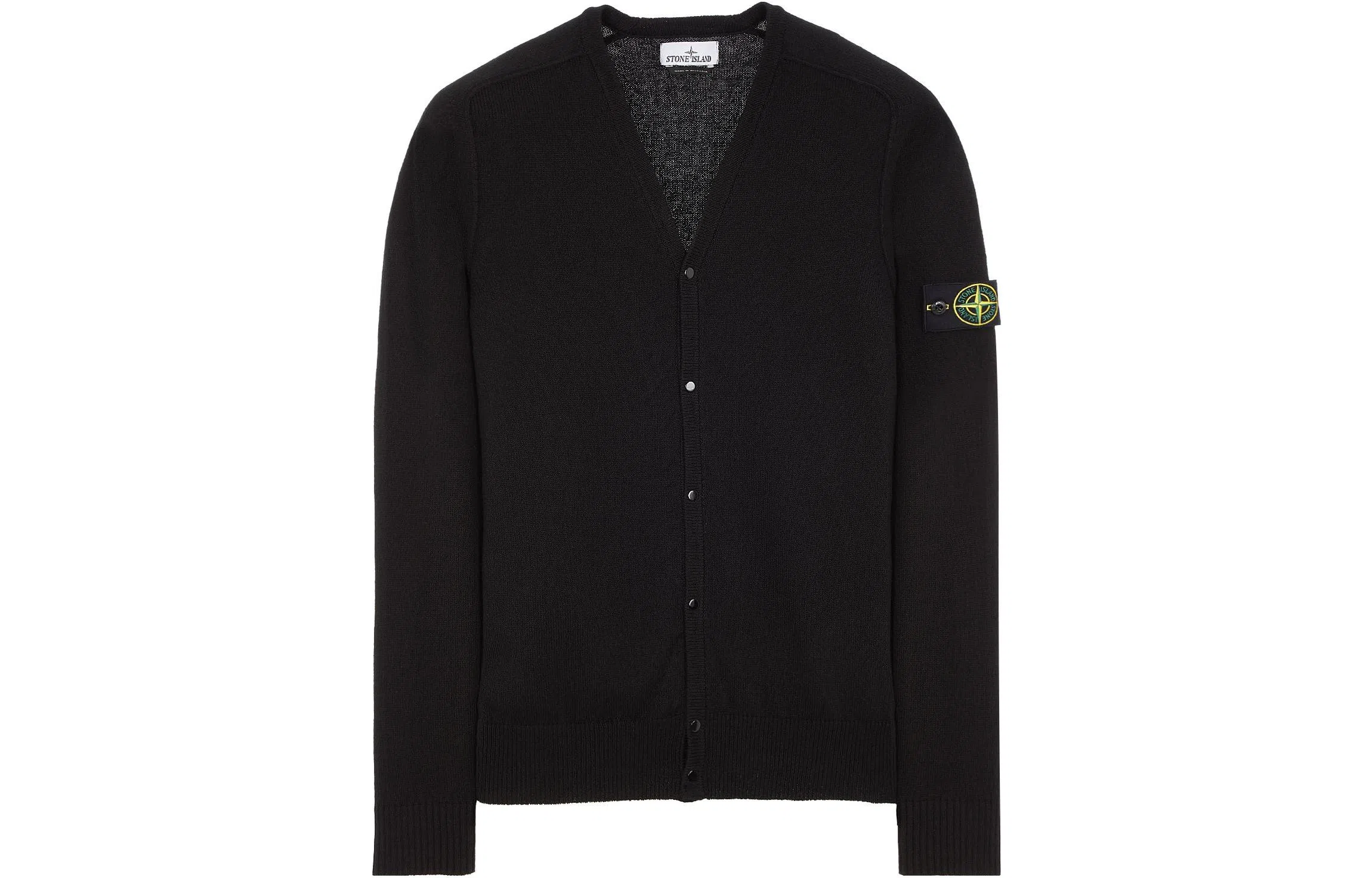 Stone Island V-Neck Knit Sweater Black