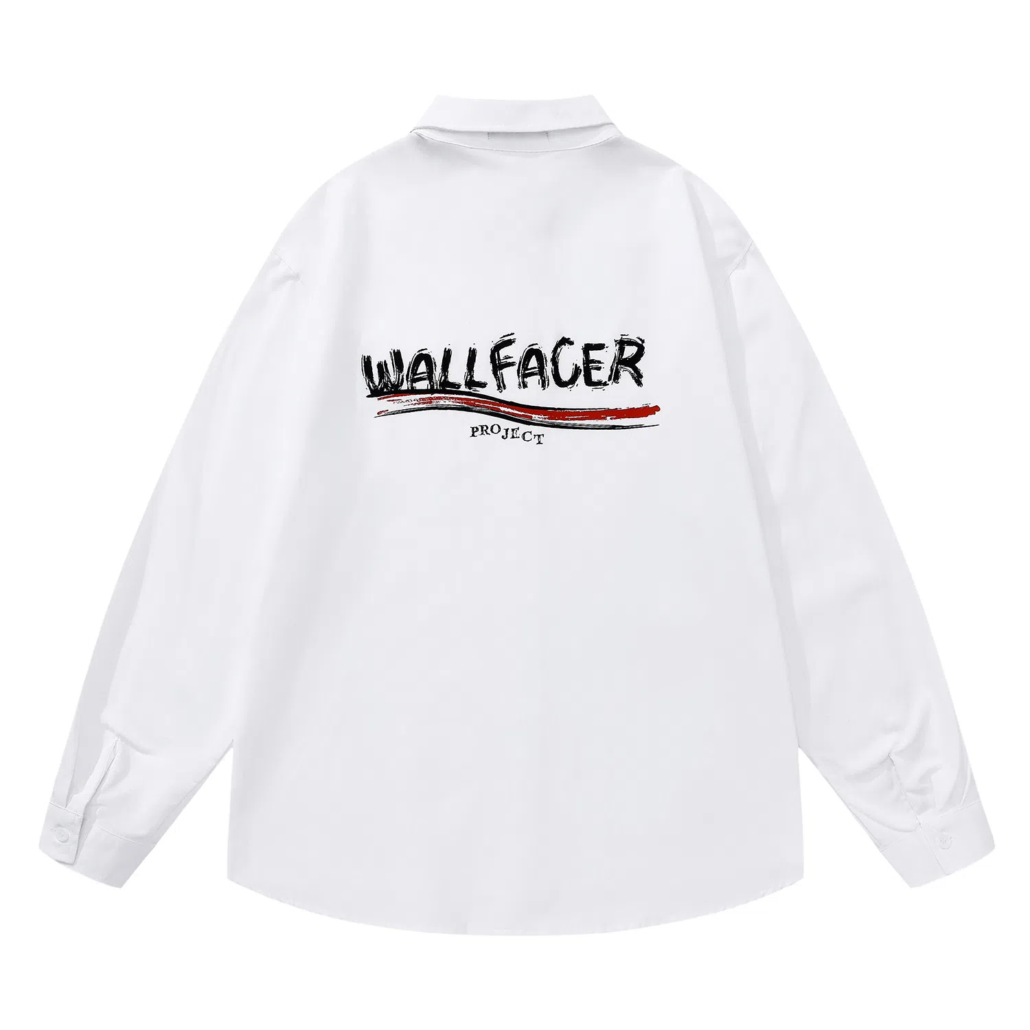 三体 面壁者系列 美式复古简约基础款字母印花纯色翻领开衫百搭宽松透气薄款内搭学生多巴胺长款日常通勤打底长袖衬衫 男女同款