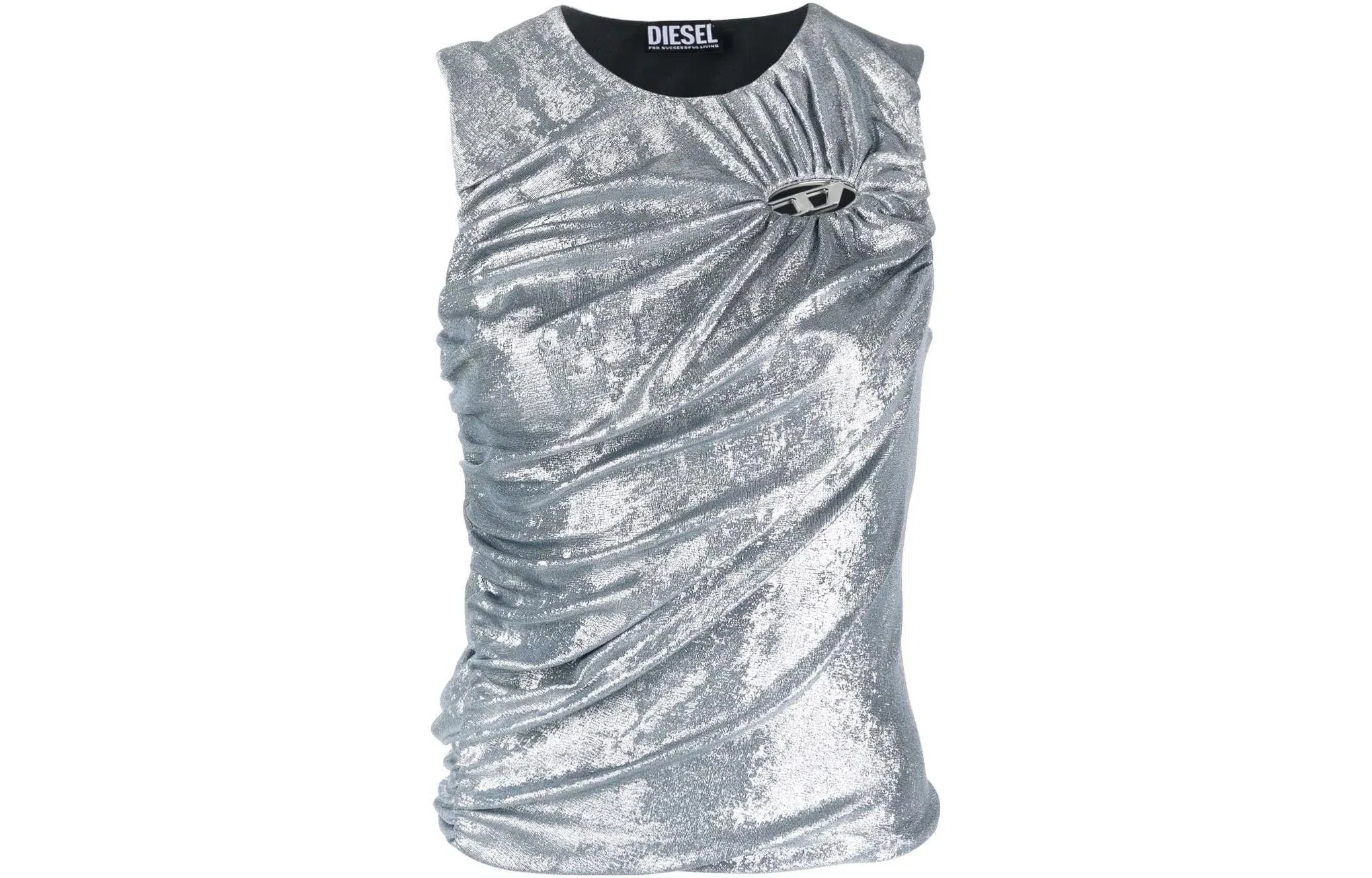 DIESEL OVAL-D Silver Tank Top