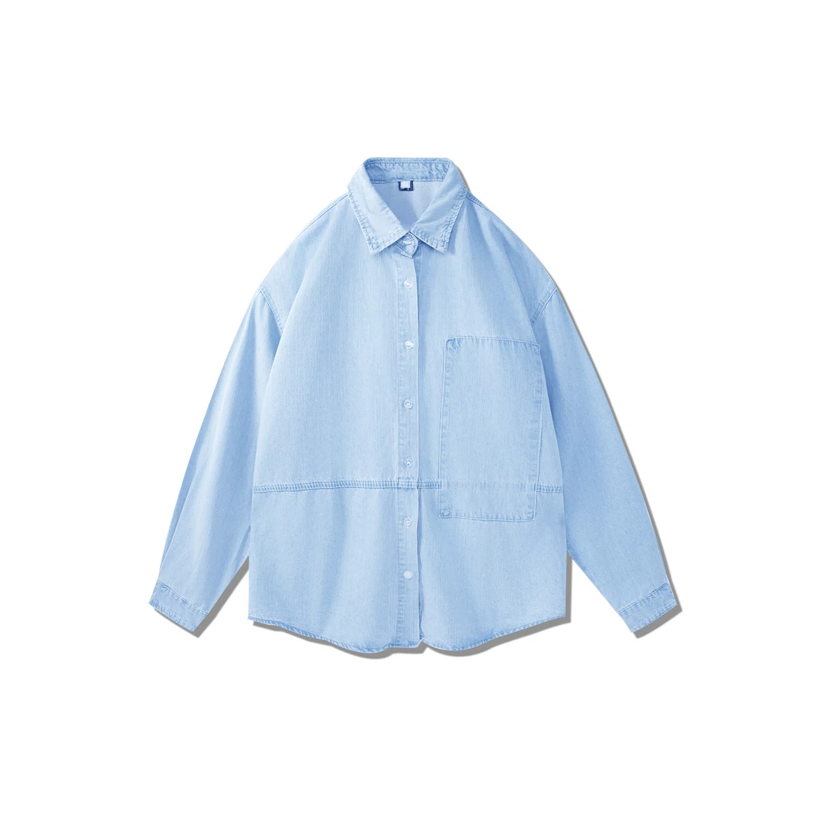 我是大卫 韩版水洗牛仔衬衣外套做旧高级感宽松长袖衬衫 男女同款 浅蓝色