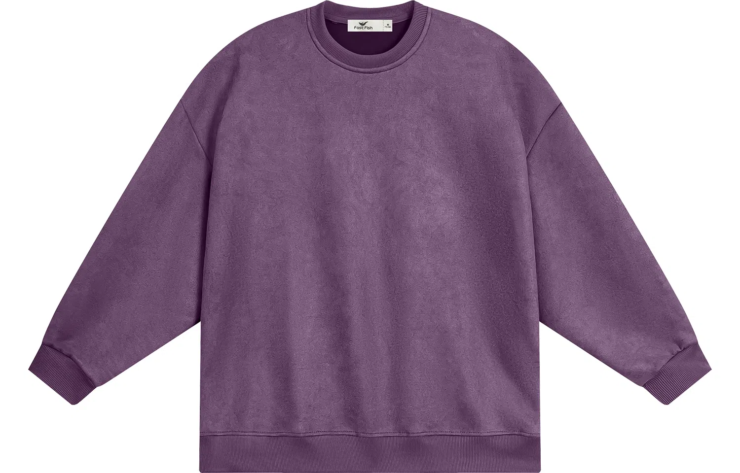 快鱼 美式复古重磅麂皮绒基础款多巴胺色系纯色宽松套头圆领通勤户外百搭长袖休闲卫衣 通用