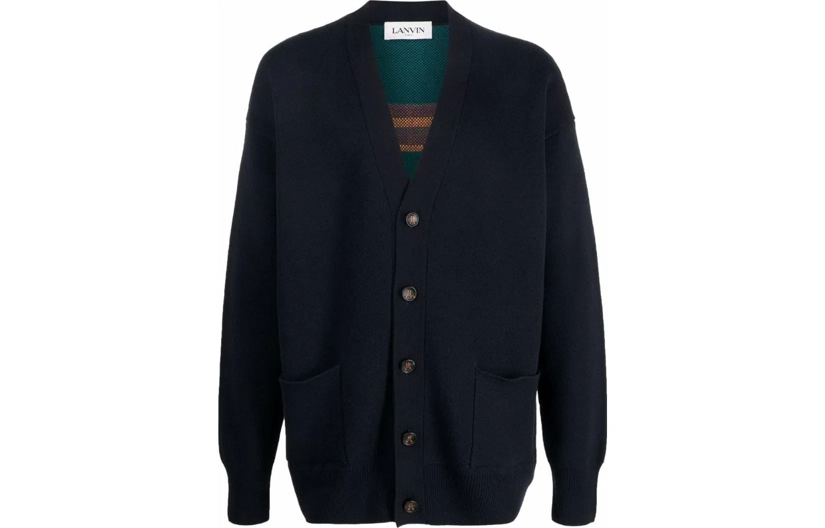 Lanvin SS22 Logo Wool Cardigan Black