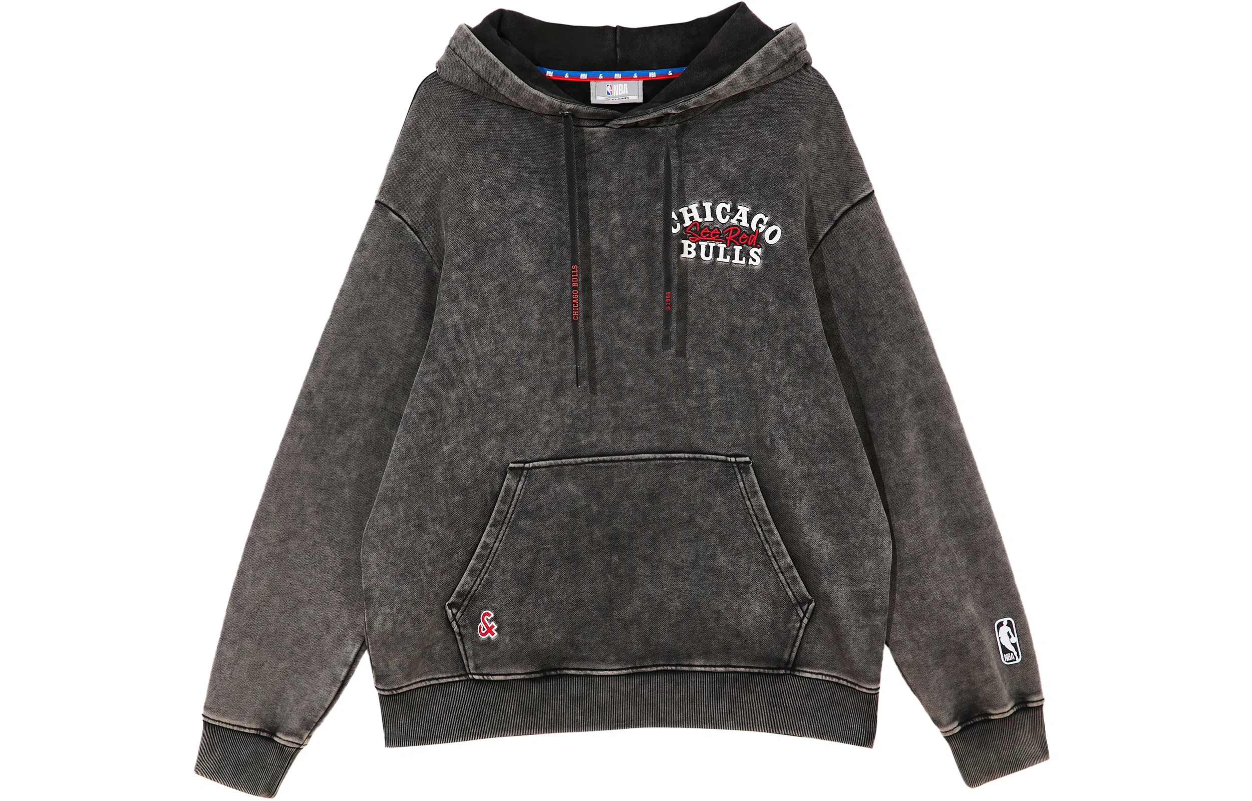 JACK JONES x NBA Chicago Bulls Hoodie Black Sand
