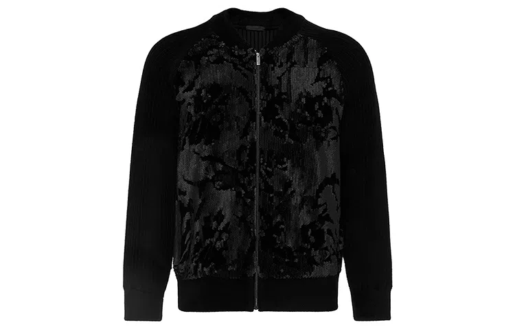 拉链棒球领修身毛衣 男款 黑色