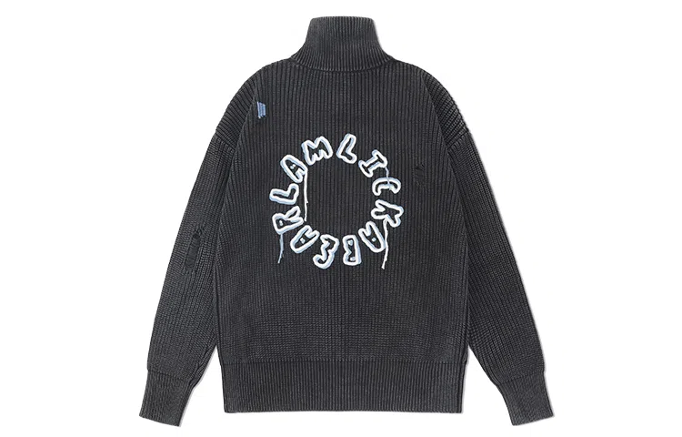 LAMLICKA High Collar Cardigan Sweater Dark Grey