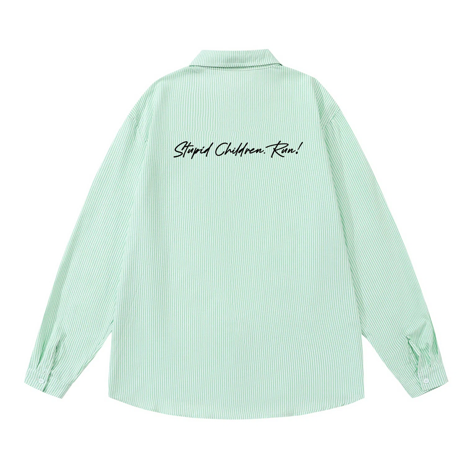 三体 你们都是虫子系列 复古美式简约基础款字母印花长款时尚百搭舒适透气薄款翻领条纹开衫休闲学生多巴胺长袖衬衫 男女同款