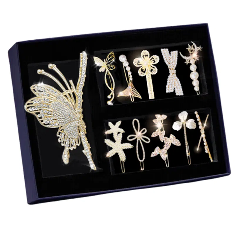 妖娆猫 蝴蝶抓夹后脑勺头饰高端发卡大号夹子网盘发鲨鱼夹发饰套装 合金 发夹 女款