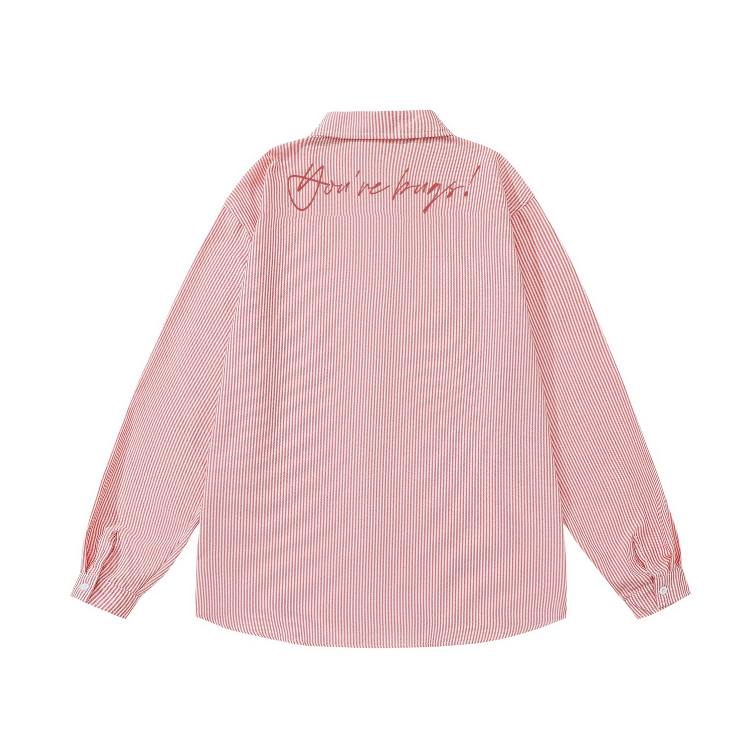 三体 你们都是虫子系列 复古美式简约基础款字母印花长款时尚百搭舒适透气薄款翻领条纹开衫休闲学生多巴胺长袖衬衫 男女同款