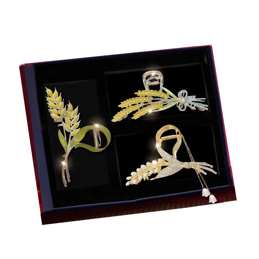 缔晶 新中式复古穗穗平安鲨鱼夹套装 气质时尚优雅造型通勤发饰 合金 发夹 女款