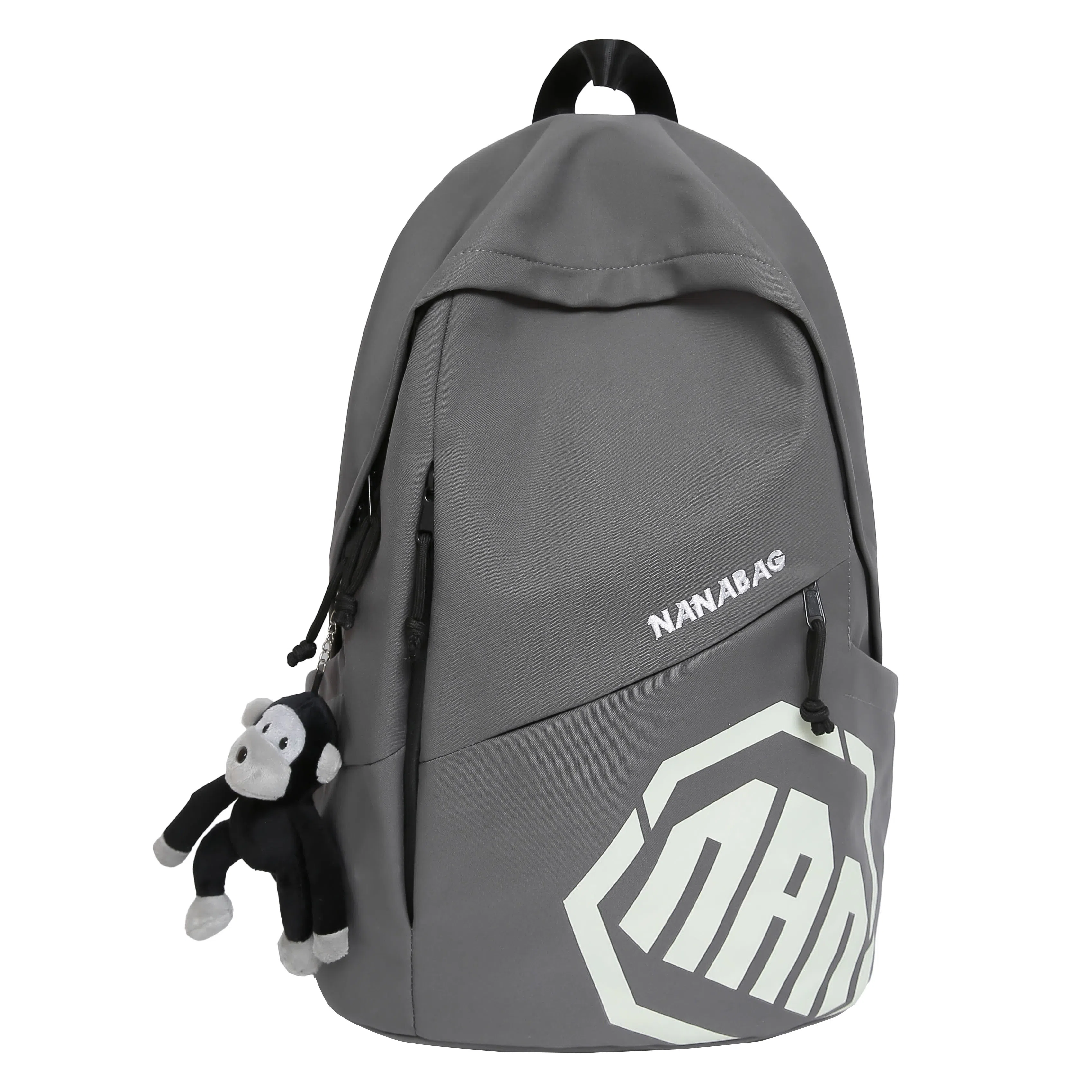 單倉 潮酷休闲大容量美式字母初高中学生短途旅行通勤 尼龙 书包背包双肩包 男女同款情侣款 灰色/卡其色/蓝色/红色