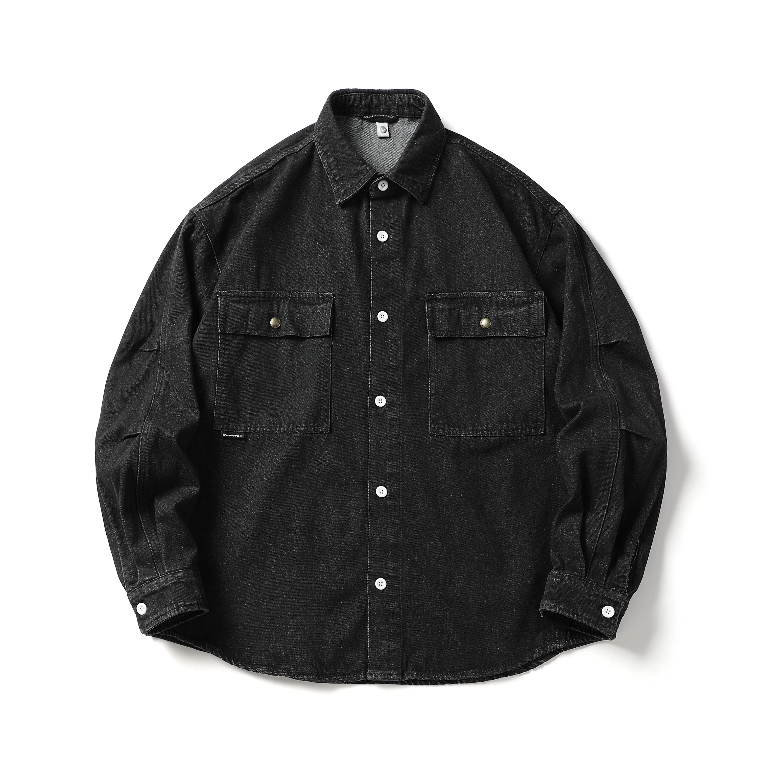 赞仕 美式复古设计感小众个性潮牌牛仔长袖衬衫 男女同款