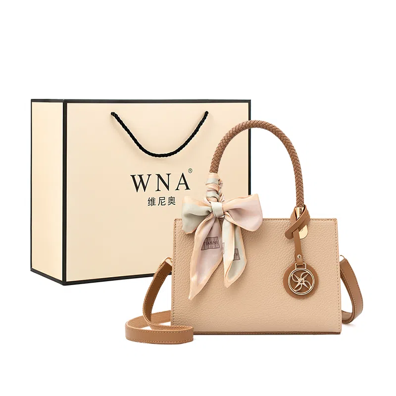 维尼奥 品牌高级感大气优雅通勤包简约百搭时尚气质妈妈包高颜值休闲质感日常小方包 合成革 单肩斜挎手提包 女款 杏色