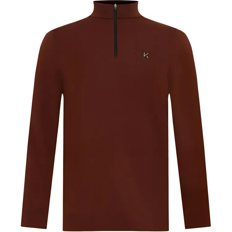 迪柯尼 时尚半拉链高领针织长袖毛衣 男款 暗橙