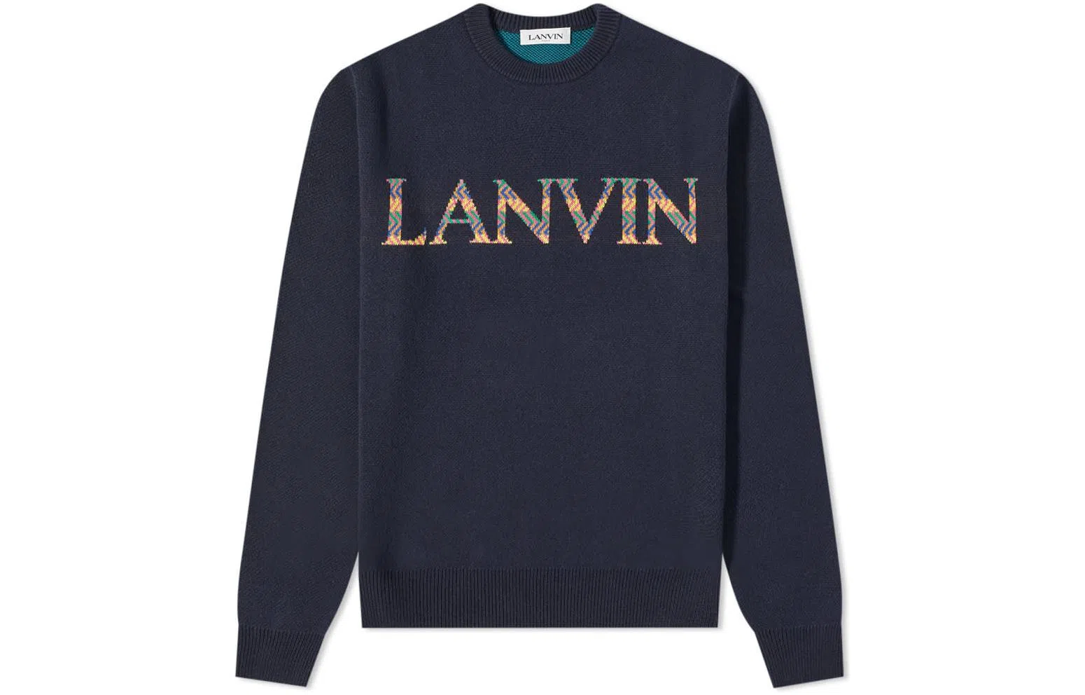 Lanvin Logo Crewneck Wool Sweater Blue