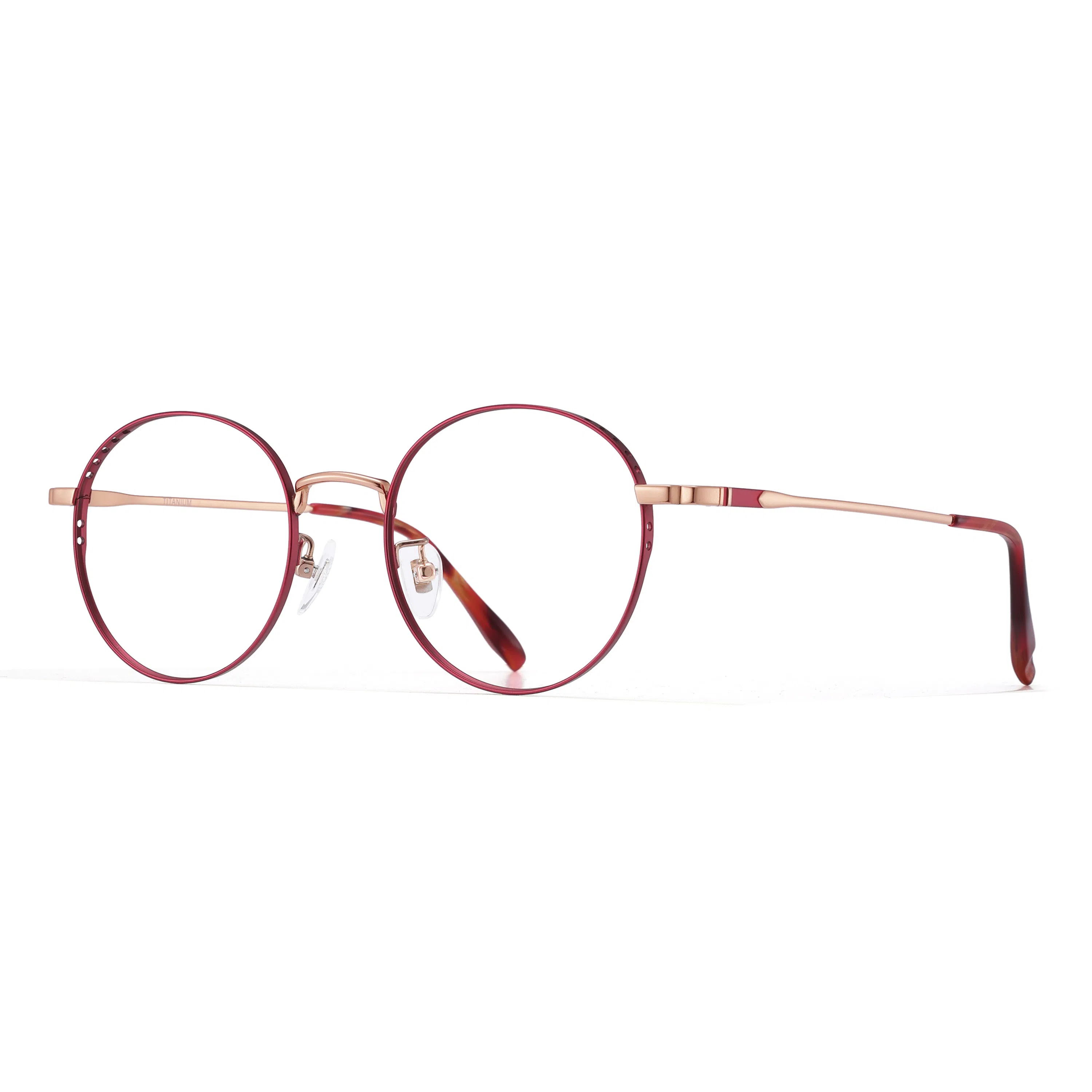 【可配度数】 苍木优品 时尚镂空系列框纯钛金丝近视镜框超轻金属镜架 合金β钛 圆形 功能性眼镜 女款