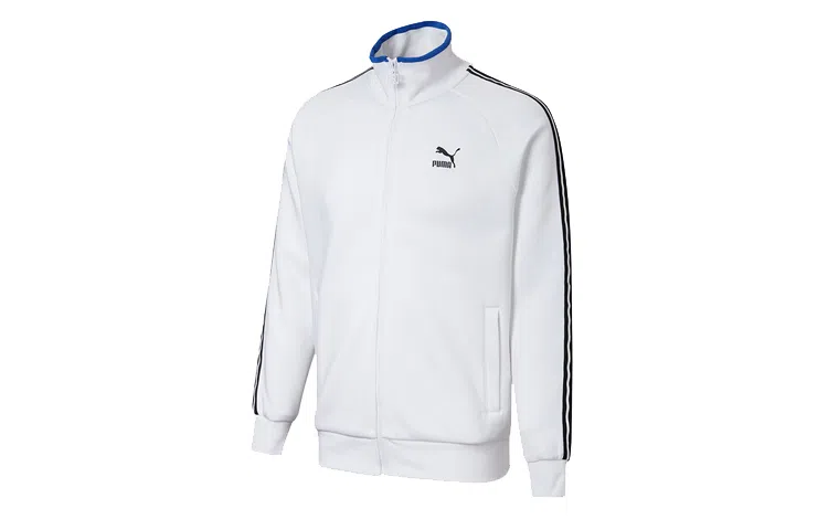 PUMA Colorblock Logo Zip Jacket White