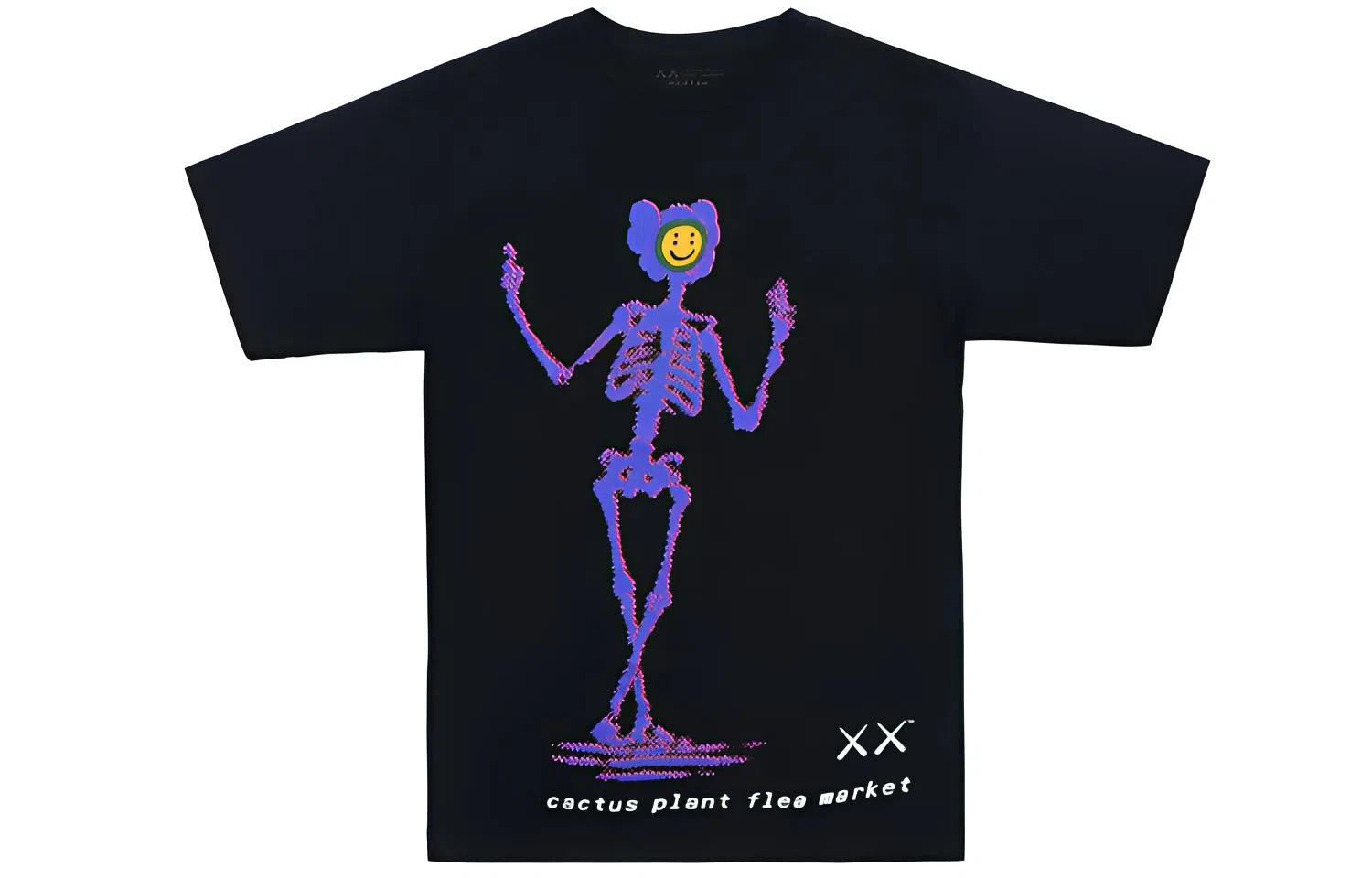 KAWS x Cactus Plant Flea Market Logo T-Shirt Black