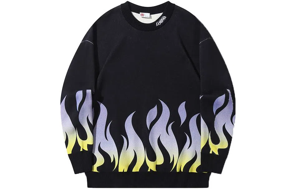 中国李宁 火焰套头宽松长袖针织衫 男女同款 黑色