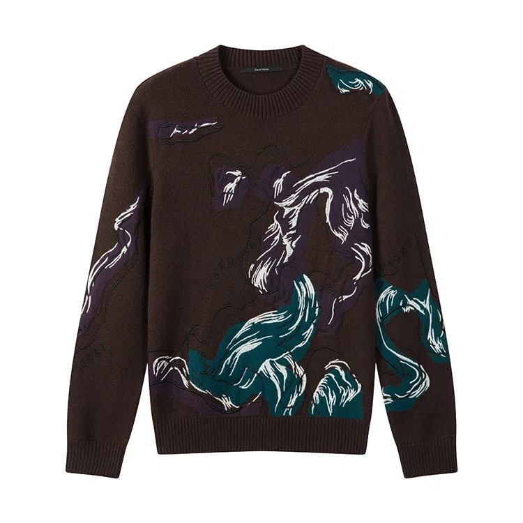 David Naman Patchwork Crewneck Sweater