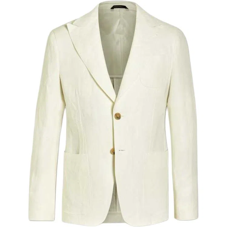 阿玛尼 两粒单排扣双开衩西装外套 男款 白色
