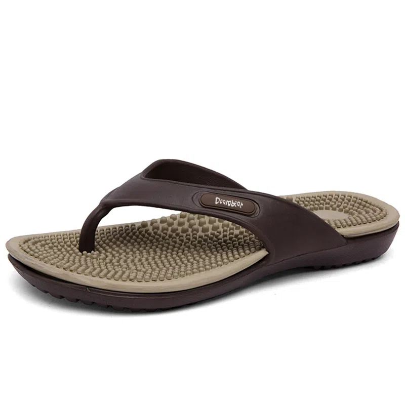 萌芽熊 港风时尚潮流设计感户外休闲沙滩简约舒适百搭按摩底居家轻便 橡胶底 防臭防磨防滑人字拖鞋 男款