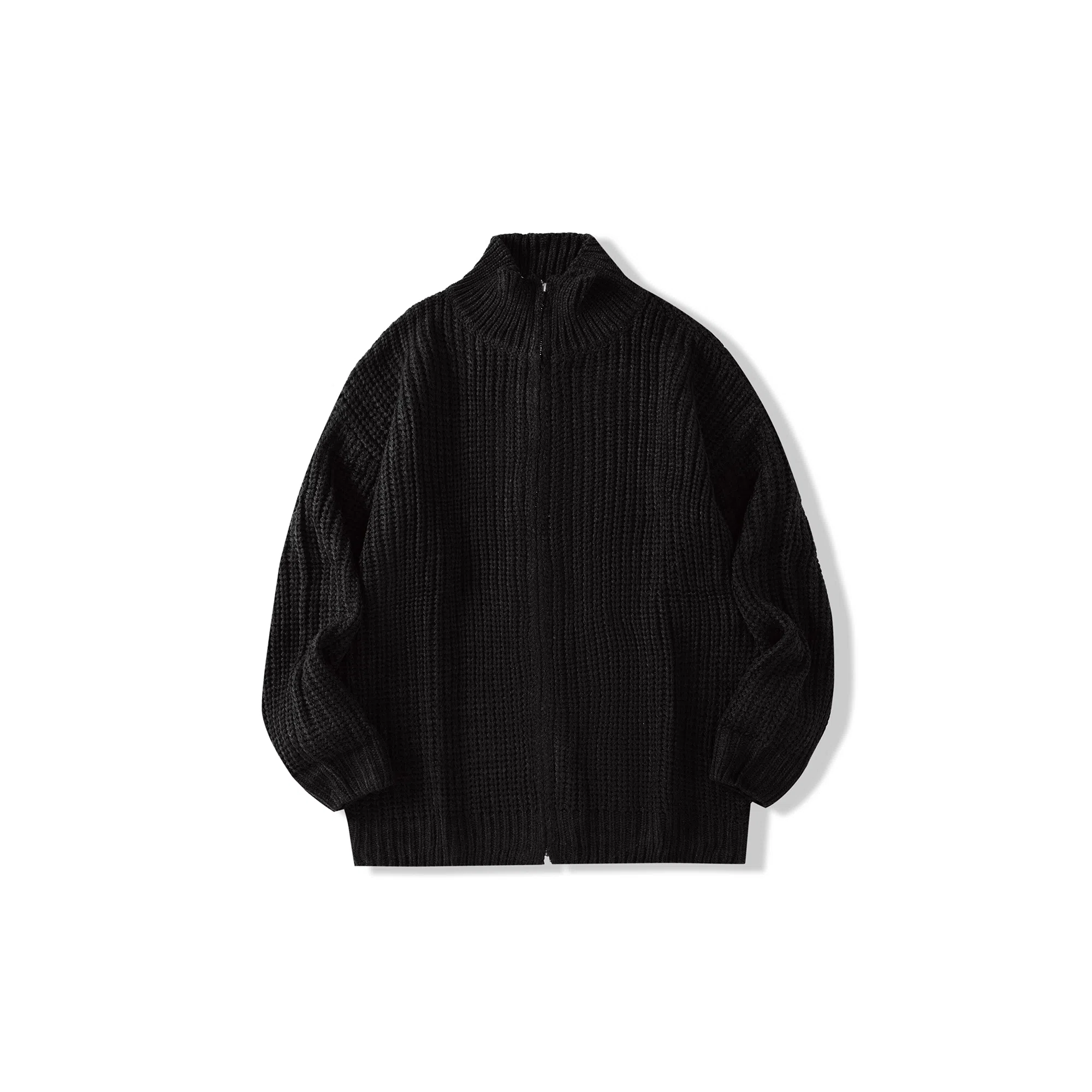 我是大卫 简约纯色慵懒风宽松拉链开衫外套百搭针织衫 男女同款